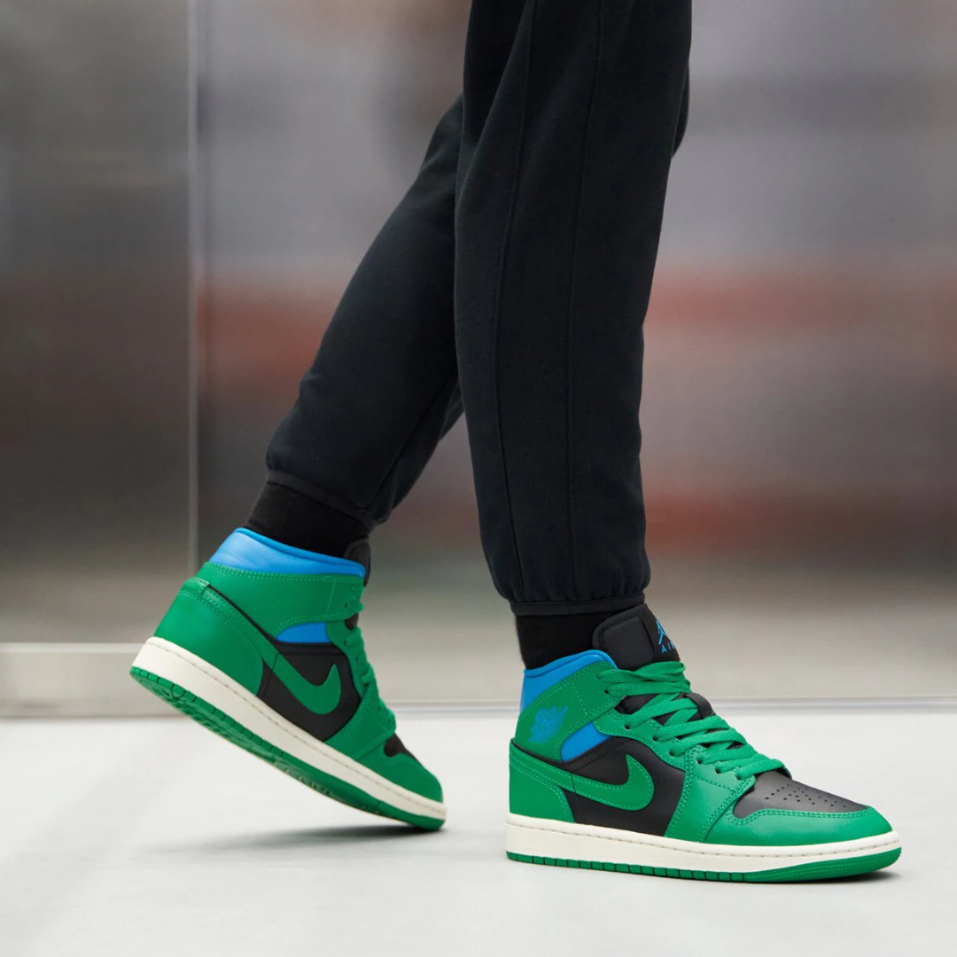 Air Jordan 1 Mid "Black Lucky Green Aquatone"