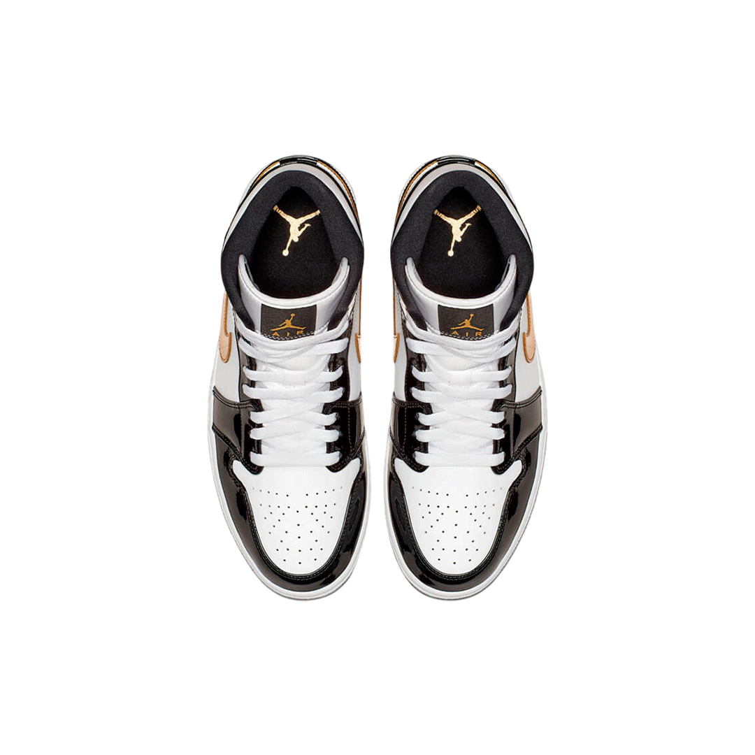 Air Jordan 1 Mid "Paten Black Gold"