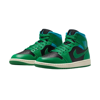 Air Jordan 1 Mid Black Lucky Green Aquatone