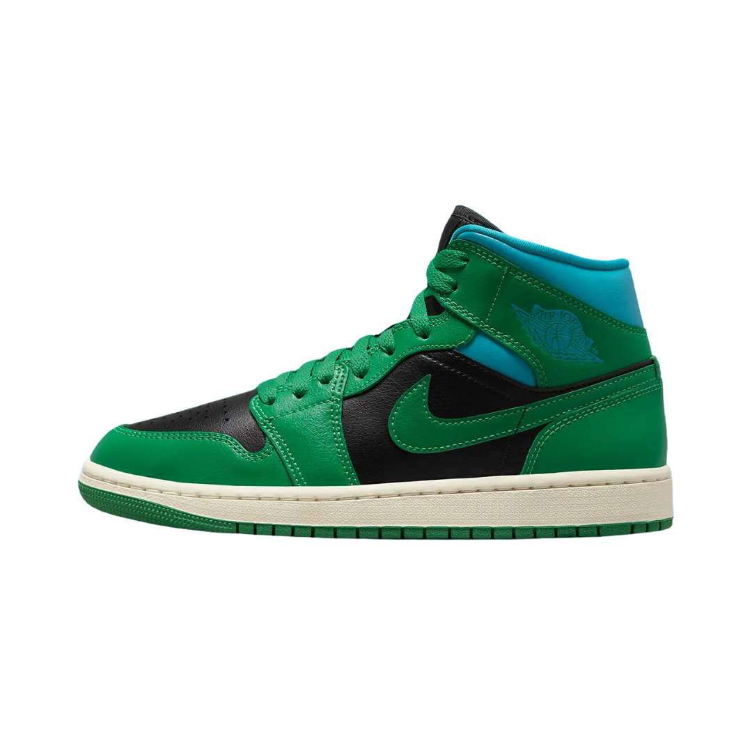 Air Jordan 1 Mid Black Lucky Green Aquatone