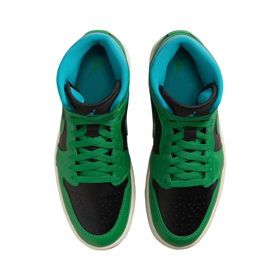 Air Jordan 1 Mid Black Lucky Green Aquatone