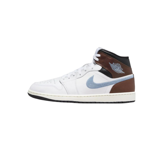 Air Jordan 1 Mid SE "White Blue Grey Brown Shoes"