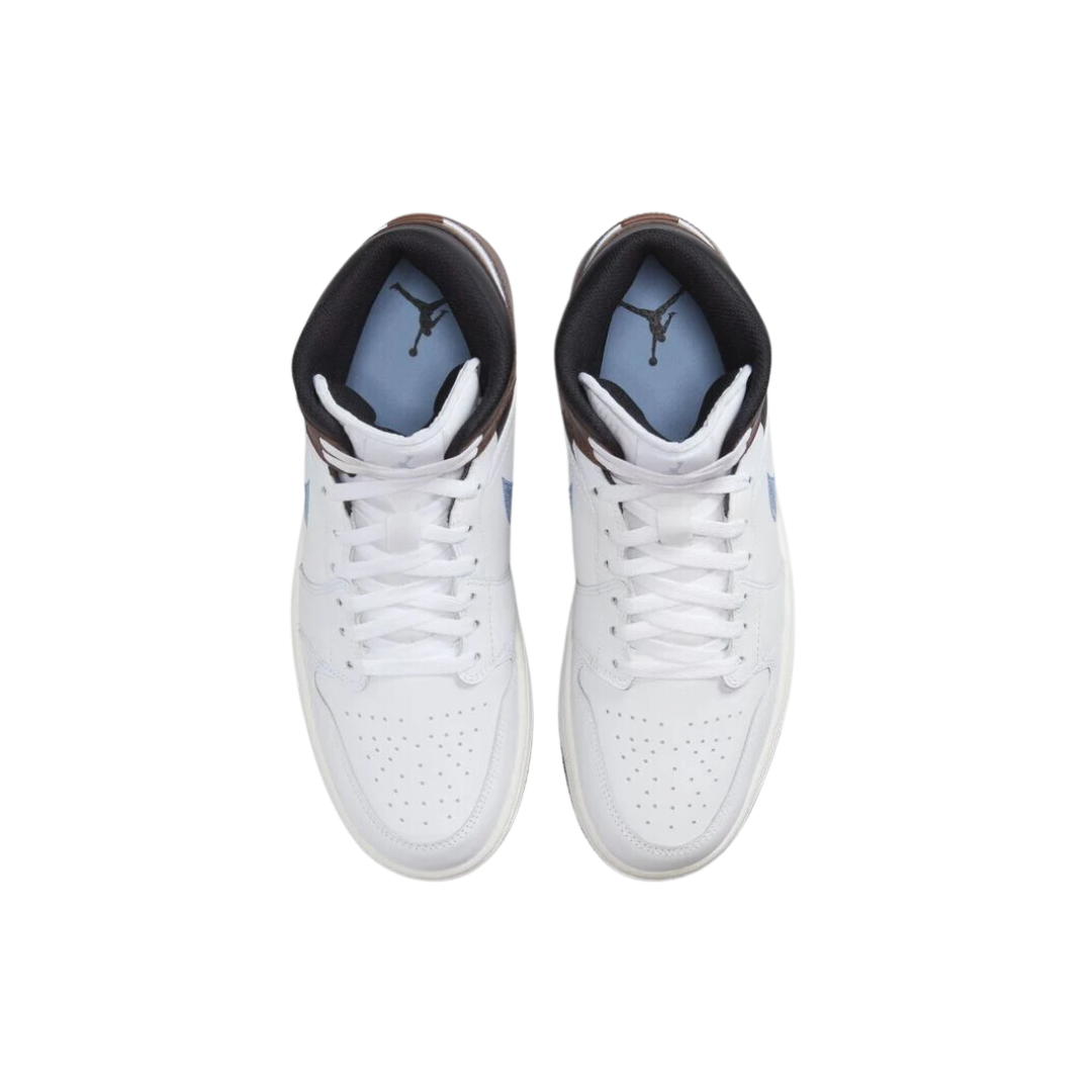 Air Jordan 1 Mid SE "White Blue Grey Brown Shoes"