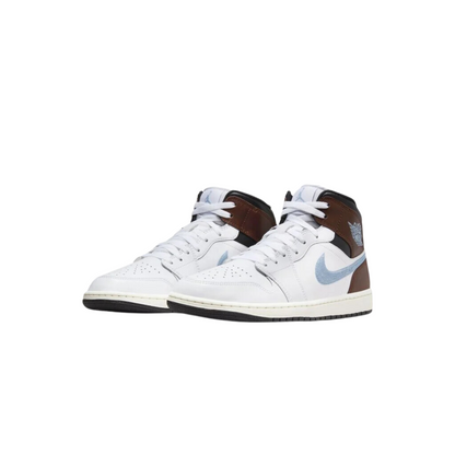 Air Jordan 1 Mid SE "White Blue Grey Brown Shoes"